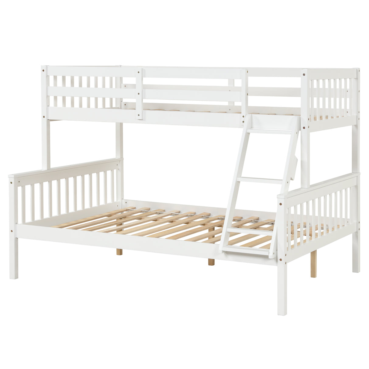 Twin Over Full Bunk Bed with Trundle, Convertible into 2 Beds, the Bunk Bed with Ladder and Safety Rails for Kids, Teens, Adults, White (Old Sku:W504S00030) - Home Elegance USA