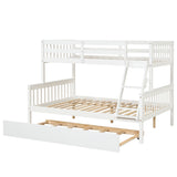 Twin Over Full Bunk Bed with Trundle, Convertible into 2 Beds, the Bunk Bed with Ladder and Safety Rails for Kids, Teens, Adults, White (Old Sku:W504S00030) - Home Elegance USA