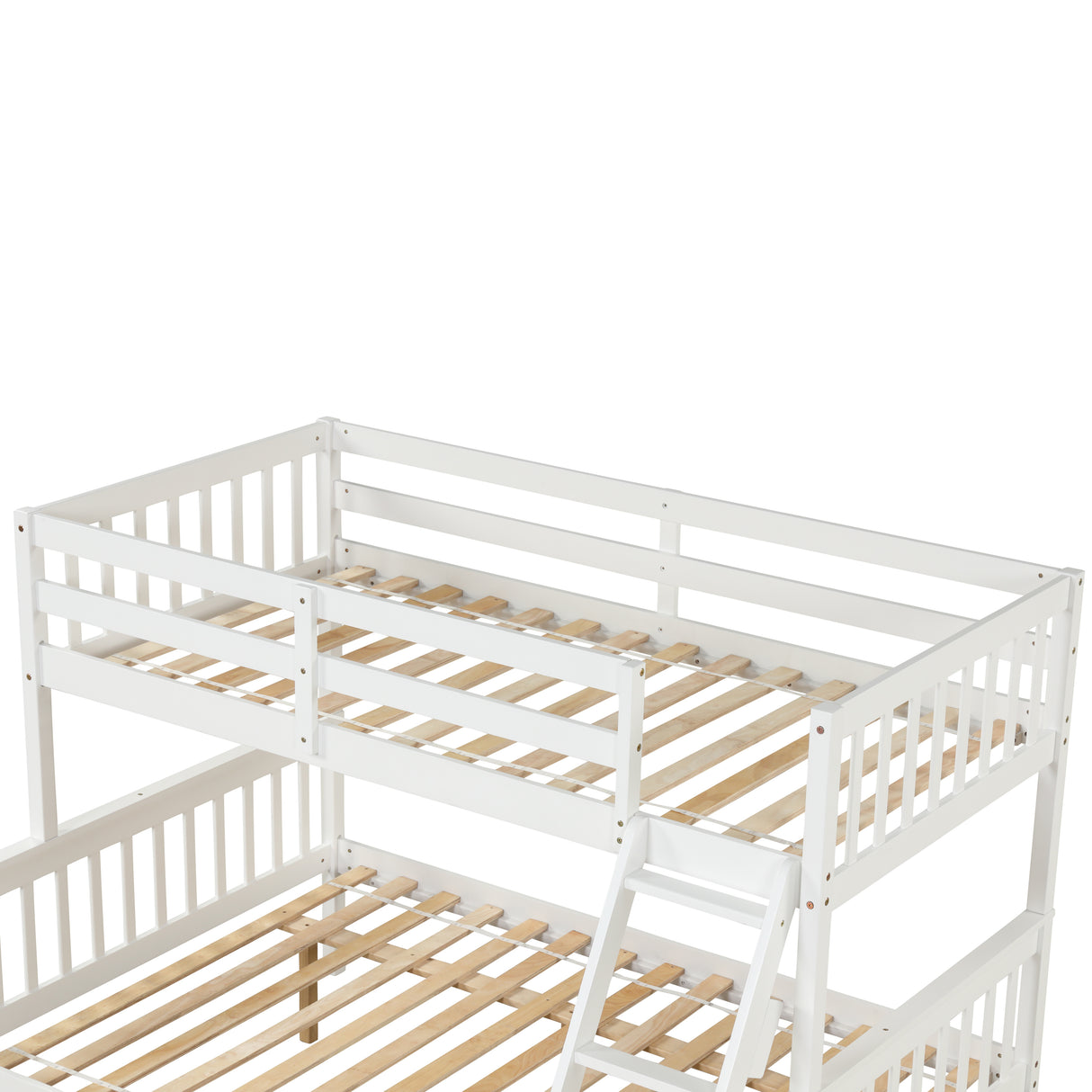 Twin Over Full Bunk Bed with Trundle, Convertible into 2 Beds, the Bunk Bed with Ladder and Safety Rails for Kids, Teens, Adults, White (Old Sku:W504S00030) - Home Elegance USA