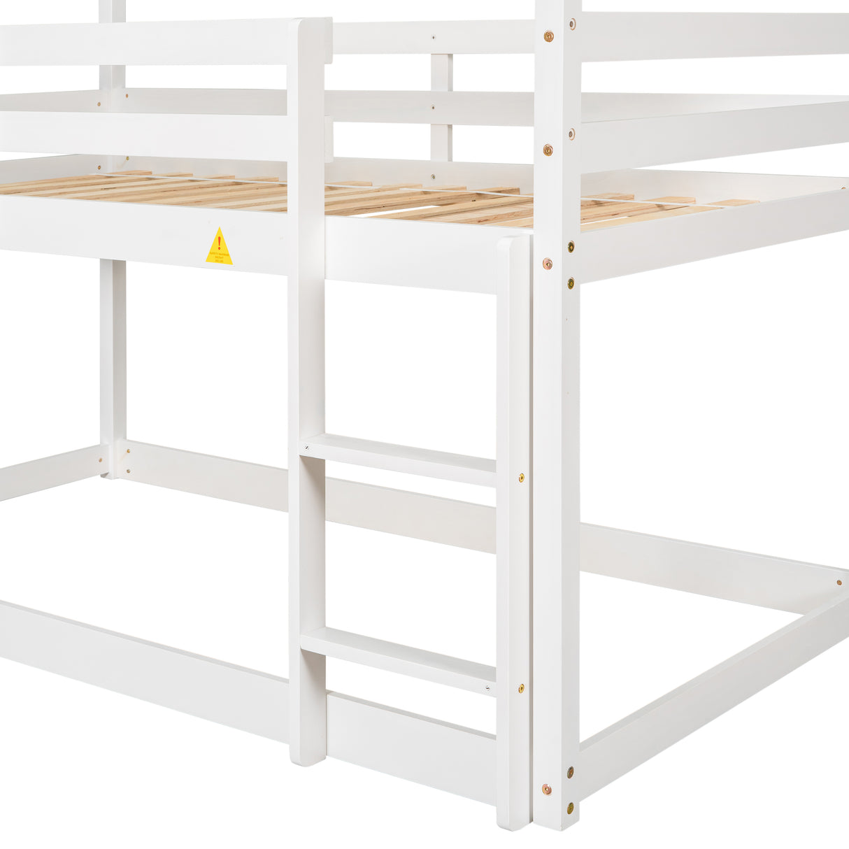 Twin over Twin Loft Bed with Roof Design, Safety Guardrail, Ladder, White - Home Elegance USA