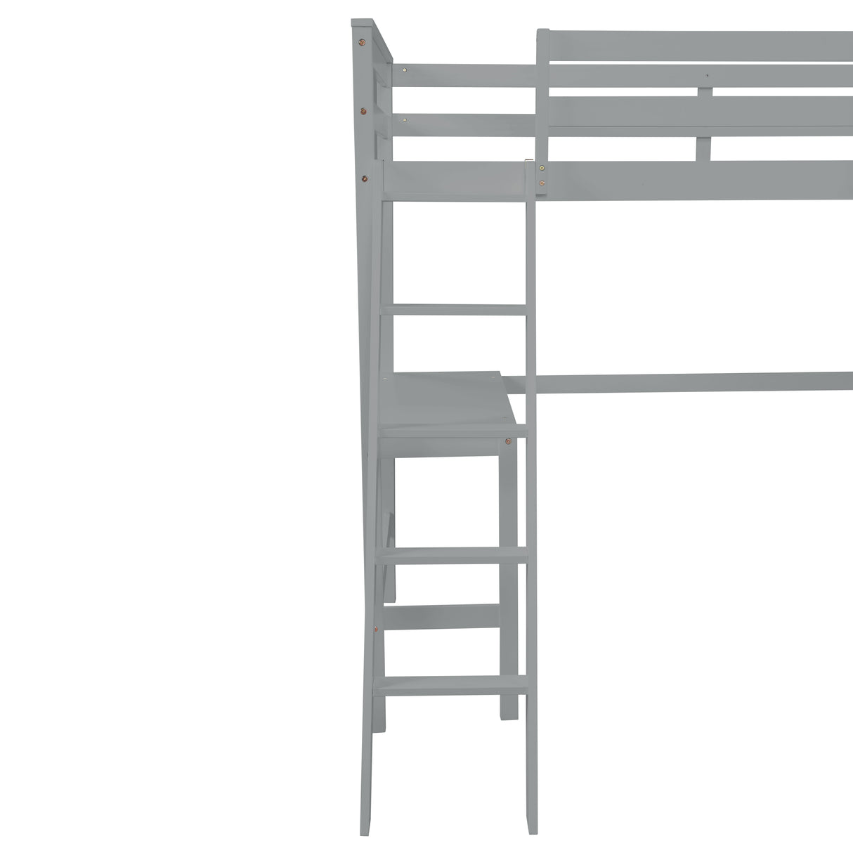Loft Bed Twin with desk,ladder,shelves , Gray - Home Elegance USA