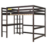 Full Loft Bed with Desk and Shelves,Espresso - Home Elegance USA