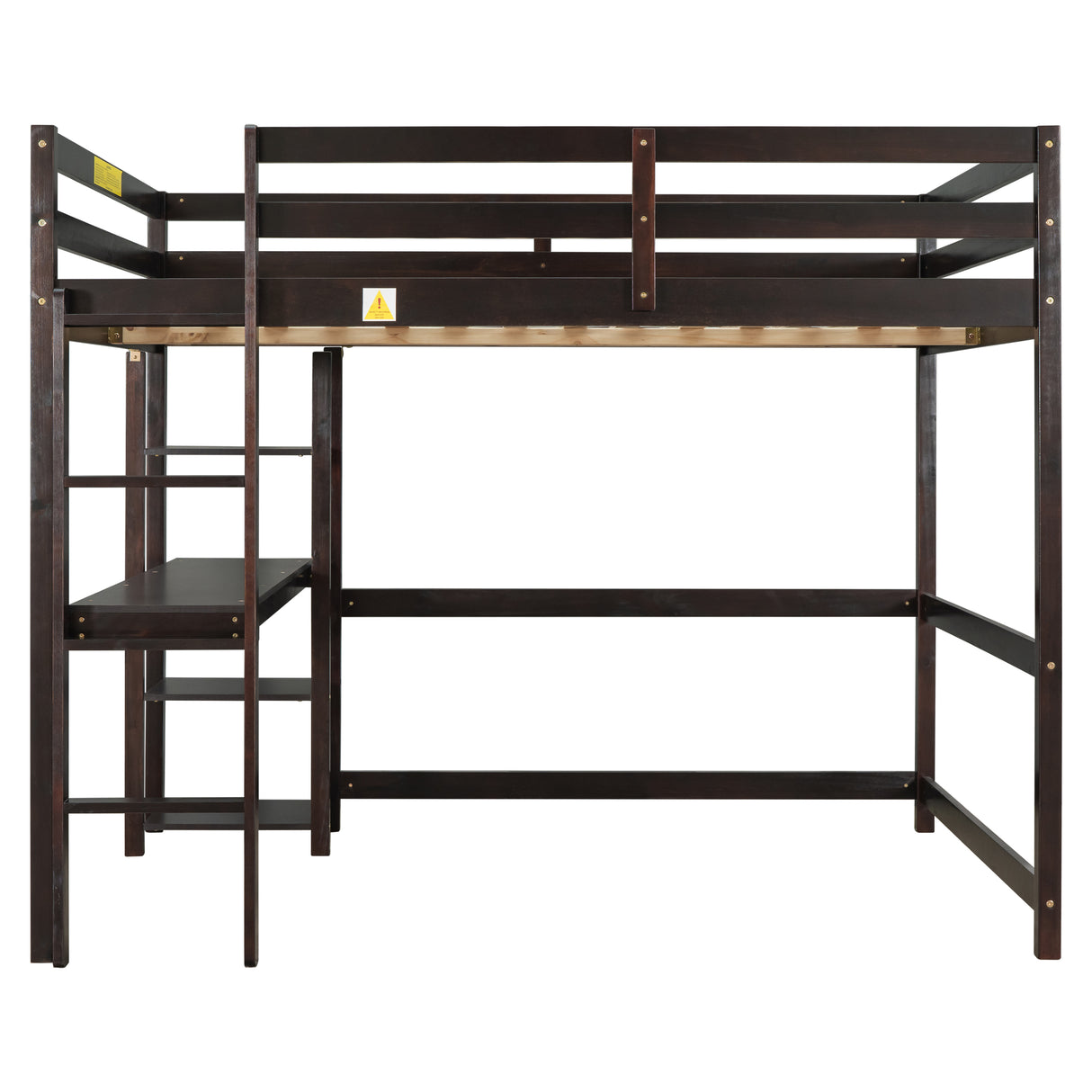 Full Loft Bed with Desk and Shelves,Espresso - Home Elegance USA