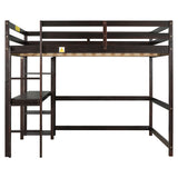 Full Loft Bed with Desk and Shelves,Espresso - Home Elegance USA