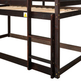 Twin over Twin Loft Bed with Roof Design, Safety Guardrail, Ladder, Espresso - Home Elegance USA