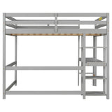 Full Loft Bed with Desk and Shelves,Gray - Home Elegance USA