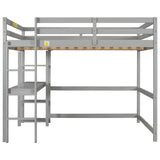 Full Loft Bed with Desk and Shelves,Gray - Home Elegance USA