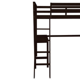 Twin Loft Bed with desk,ladder,shelves , Espresso - Home Elegance USA