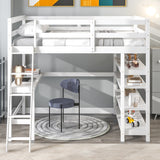 Loft Bed Full with desk,ladder,shelves , White - Home Elegance USA