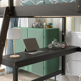 Loft Bed Full with desk,ladder,shelves , Espresso - Home Elegance USA