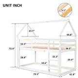 Twin over Twin Loft Bed with Roof Design, Safety Guardrail, Ladder, White - Home Elegance USA