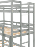 Triple Bunk Bed, Twin/ Twin/ Twin, with Ladder, No Box Spring Needed, For Bedroom and Guestroom, Easily Convertible into One Twin Bed and One Twin over Twin Loft Bed , Gray - Home Elegance USA