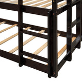 Triple Bunk Bed, Twin/ Twin/ Twin, with Ladder, No Box Spring Needed, For Bedroom and Guestroom, Easily Convertible into One Twin Bed and One Twin over Twin Loft Bed , Espresso - Home Elegance USA