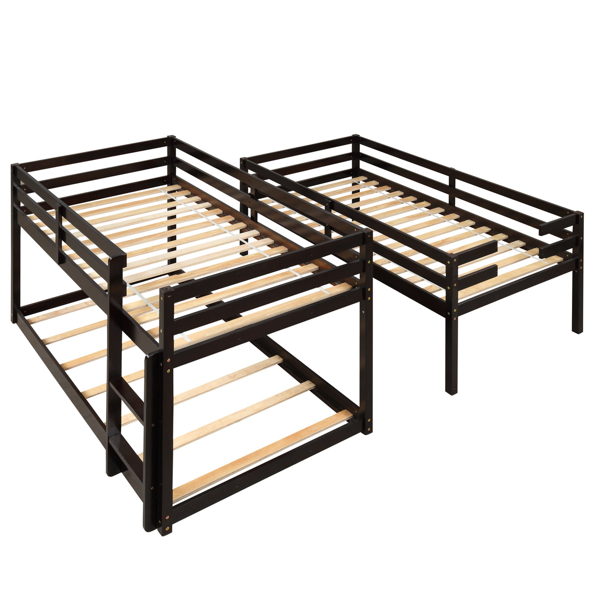 Triple Bunk Bed, Twin/ Twin/ Twin, with Ladder, No Box Spring Needed, For Bedroom and Guestroom, Easily Convertible into One Twin Bed and One Twin over Twin Loft Bed , Espresso - Home Elegance USA