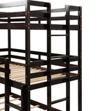 Triple Bunk Bed, Twin/ Twin/ Twin, with Ladder, No Box Spring Needed, For Bedroom and Guestroom, Easily Convertible into One Twin Bed and One Twin over Twin Loft Bed , Espresso - Home Elegance USA