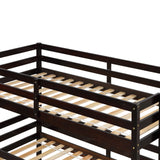 Triple Bunk Bed, Twin/ Twin/ Twin, with Ladder, No Box Spring Needed, For Bedroom and Guestroom, Easily Convertible into One Twin Bed and One Twin over Twin Loft Bed , Espresso - Home Elegance USA