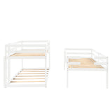 Triple Bunk Bed, Twin/ Twin/ Twin, with Ladder, No Box Spring Needed, For Bedroom and Guestroom, Easily Convertible into One Twin Bed and One Twin over Twin Loft Bed , White - Home Elegance USA