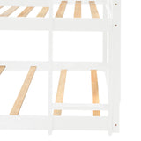 Triple Bunk Bed, Twin/ Twin/ Twin, with Ladder, No Box Spring Needed, For Bedroom and Guestroom, Easily Convertible into One Twin Bed and One Twin over Twin Loft Bed , White - Home Elegance USA