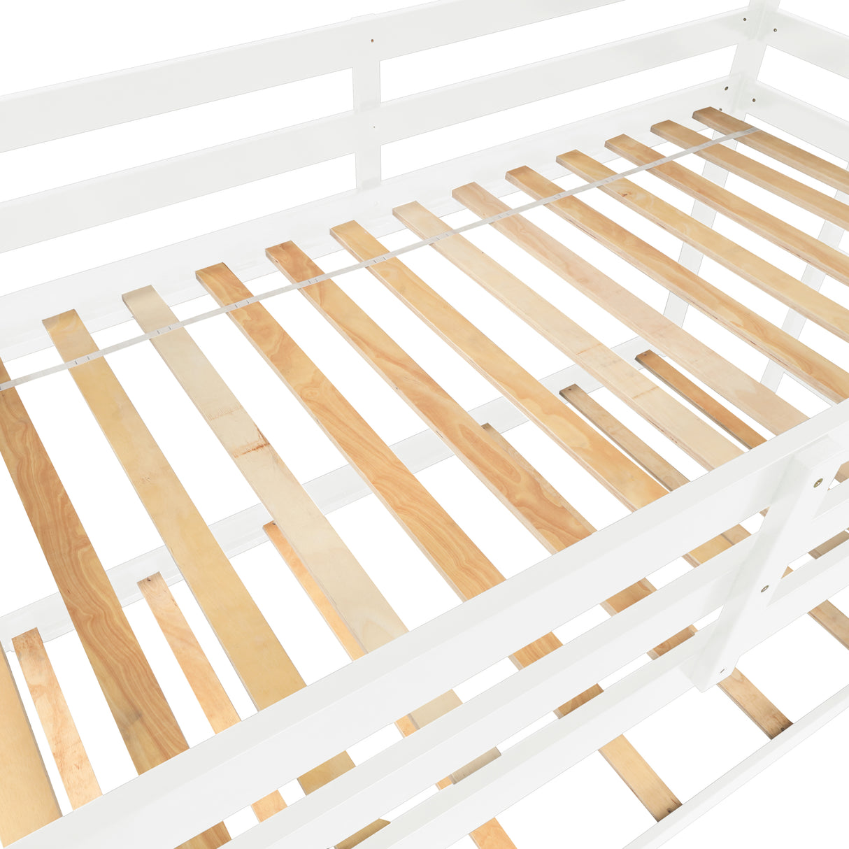 Triple Bunk Bed, Twin/ Twin/ Twin, with Ladder, No Box Spring Needed, For Bedroom and Guestroom, Easily Convertible into One Twin Bed and One Twin over Twin Loft Bed , White - Home Elegance USA