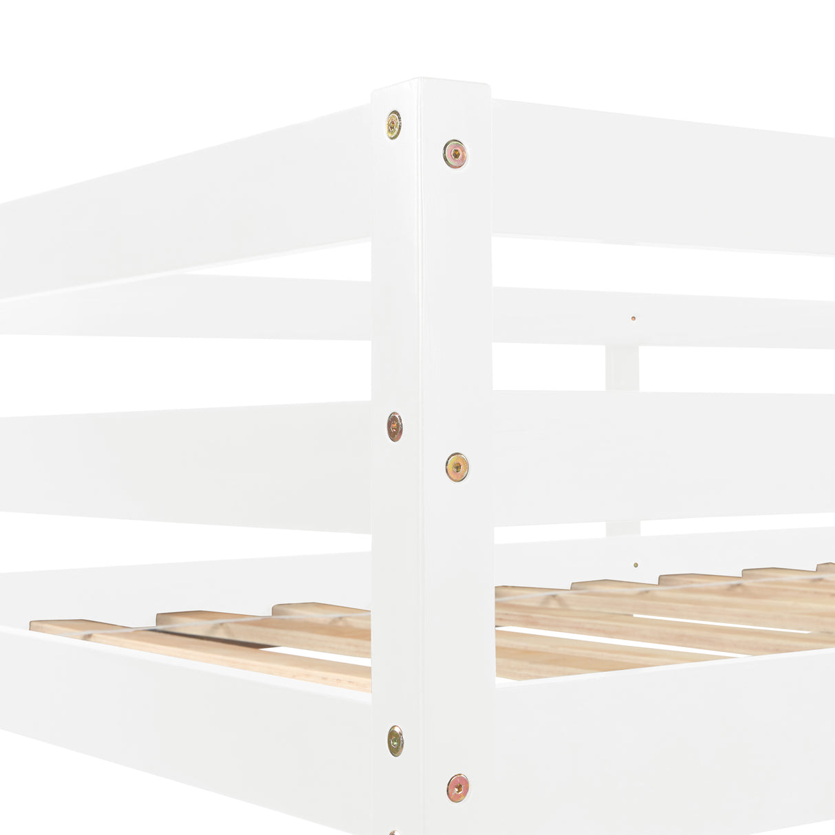 Triple Bunk Bed, Twin/ Twin/ Twin, with Ladder, No Box Spring Needed, For Bedroom and Guestroom, Easily Convertible into One Twin Bed and One Twin over Twin Loft Bed , White - Home Elegance USA