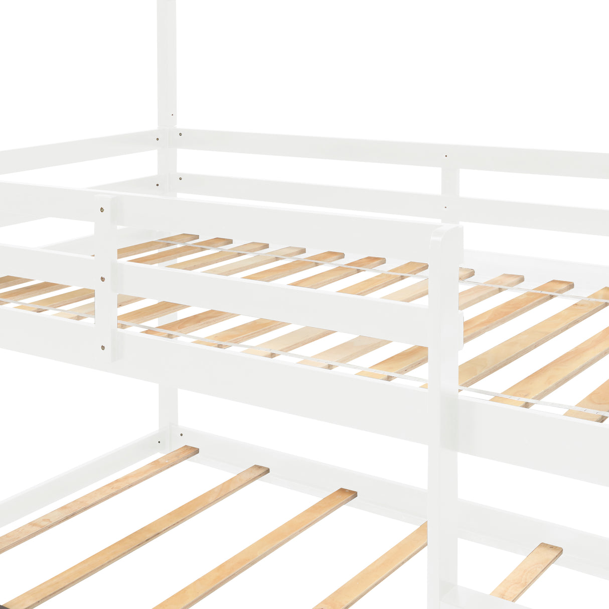 Triple Bunk Bed, Twin/ Twin/ Twin, with Ladder, No Box Spring Needed, For Bedroom and Guestroom, Easily Convertible into One Twin Bed and One Twin over Twin Loft Bed , White - Home Elegance USA