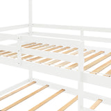 Triple Bunk Bed, Twin/ Twin/ Twin, with Ladder, No Box Spring Needed, For Bedroom and Guestroom, Easily Convertible into One Twin Bed and One Twin over Twin Loft Bed , White - Home Elegance USA