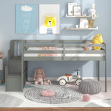 Loft bed with staircase , Gray - Home Elegance USA