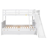 Twin over Full Bunk Bed with 2 Drawers,Slide,Shelves White - Home Elegance USA