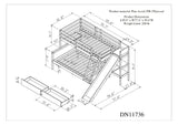 Twin over Full Bunk Bed with 2 Drawers,Slide,Shelves Gray - Home Elegance USA