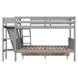 Twin over Full Bunk Bed with 2 Drawers,Slide,Shelves Gray - Home Elegance USA