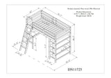 Twin Loft Bed with desk,ladder,shelves , White - Home Elegance USA