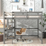 Full Loft Bed with Desk and Shelves,Gray - Home Elegance USA