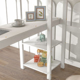 Full Loft Bed with Desk and Shelves,White - Home Elegance USA