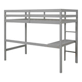 Twin Loft Bed with  built-in desk,Grey - Home Elegance USA