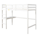 Twin Loft Bed with  built-in desk,White - Home Elegance USA