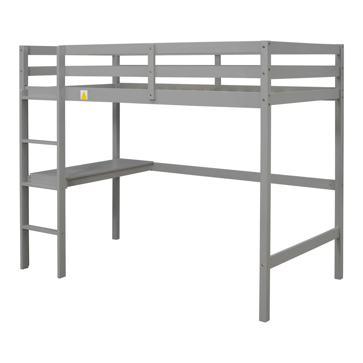 Twin Loft Bed with  built-in desk,Grey - Home Elegance USA