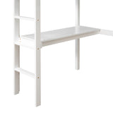 Twin Loft Bed with  built-in desk,White - Home Elegance USA