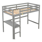 Twin Loft Bed with  built-in desk,Grey - Home Elegance USA