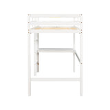 Twin Loft Bed with  built-in desk,White - Home Elegance USA