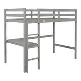 Twin Loft Bed with  built-in desk,Grey - Home Elegance USA