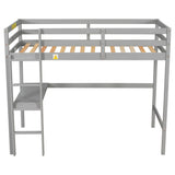 Twin Loft Bed with  built-in desk,Grey - Home Elegance USA