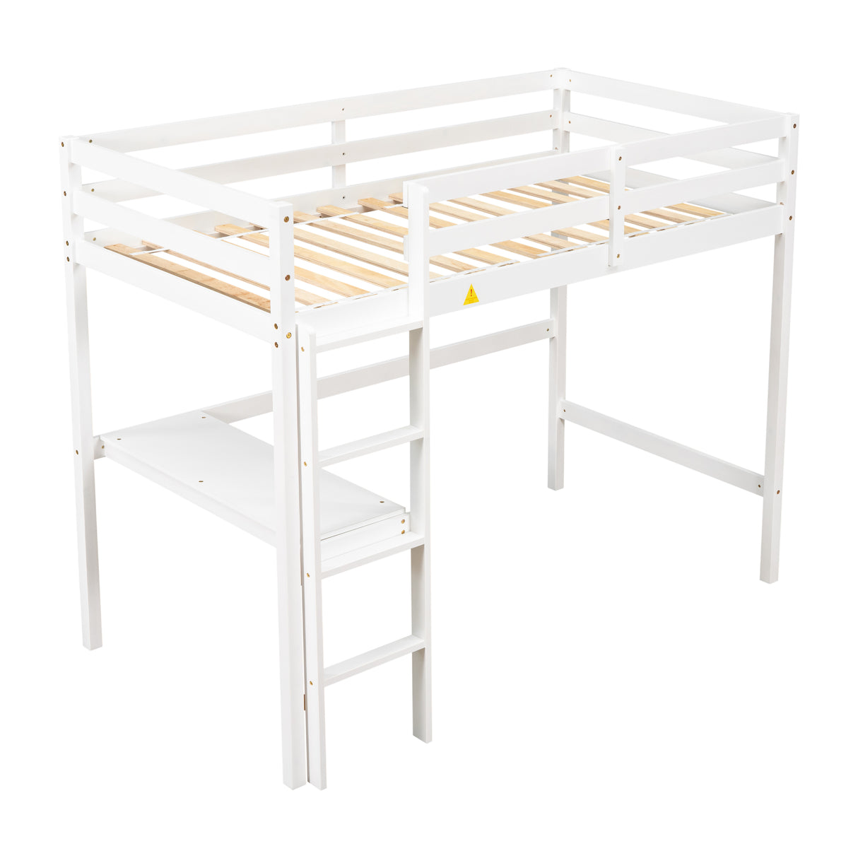 Twin Loft Bed with  built-in desk,White - Home Elegance USA