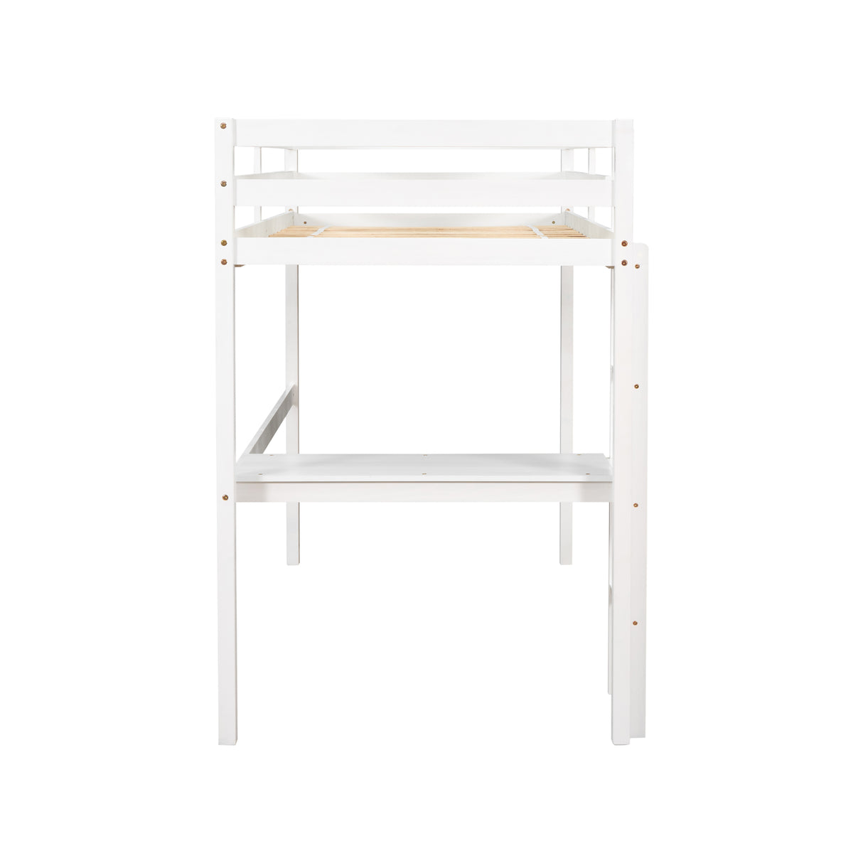 Twin Loft Bed with  built-in desk,White - Home Elegance USA