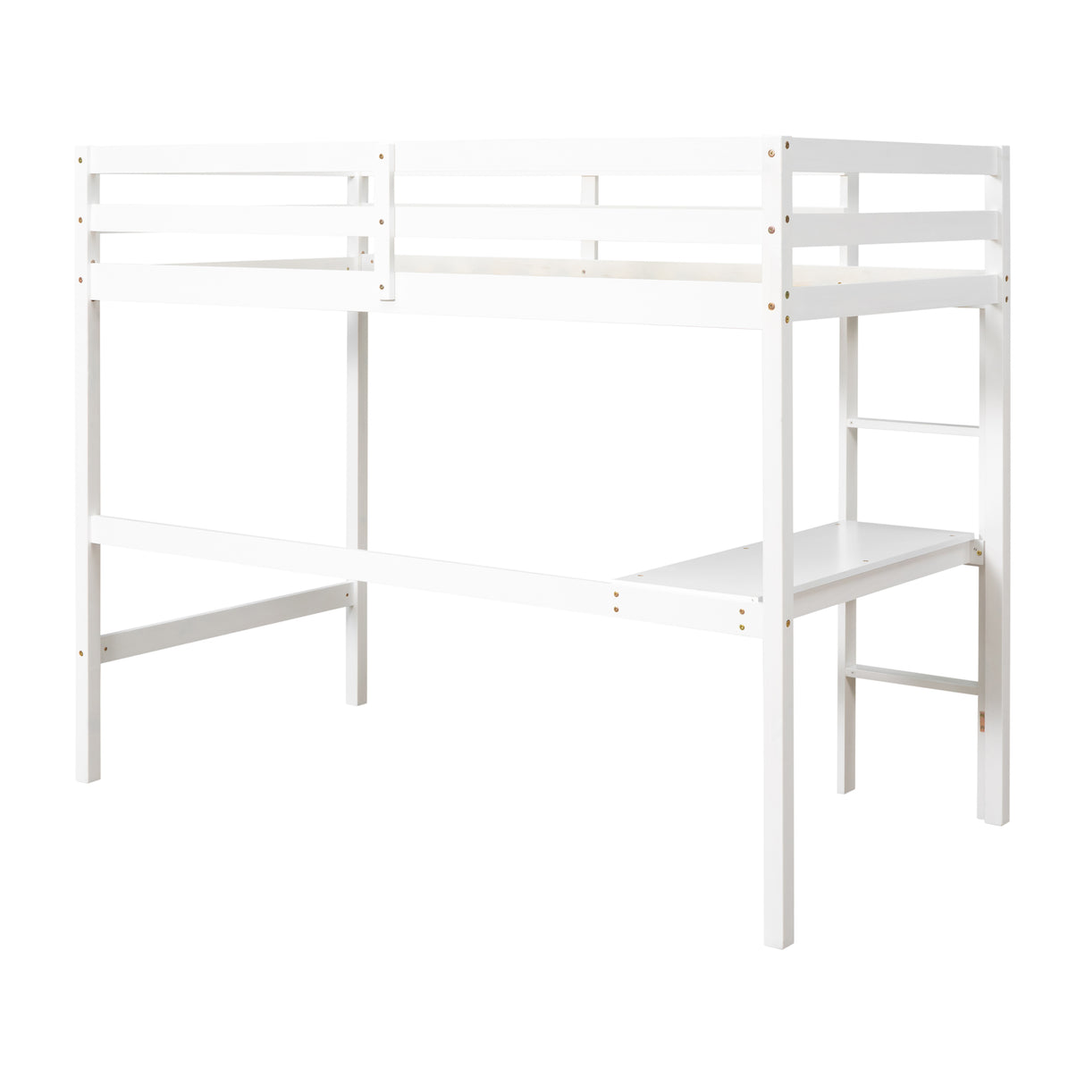 Twin Loft Bed with  built-in desk,White - Home Elegance USA