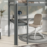 Twin Loft Bed with  built-in desk,Grey - Home Elegance USA