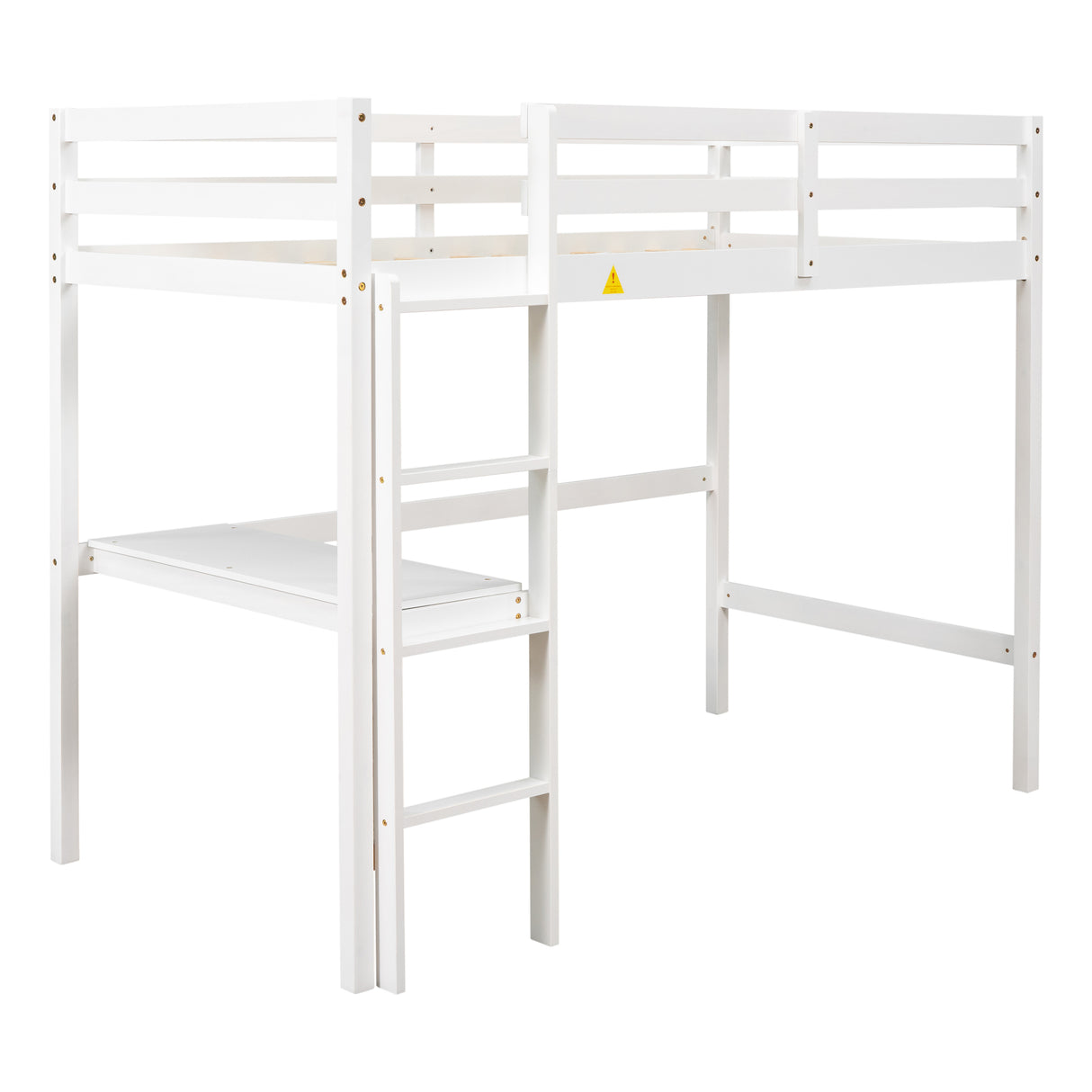 Twin Loft Bed with  built-in desk,White - Home Elegance USA