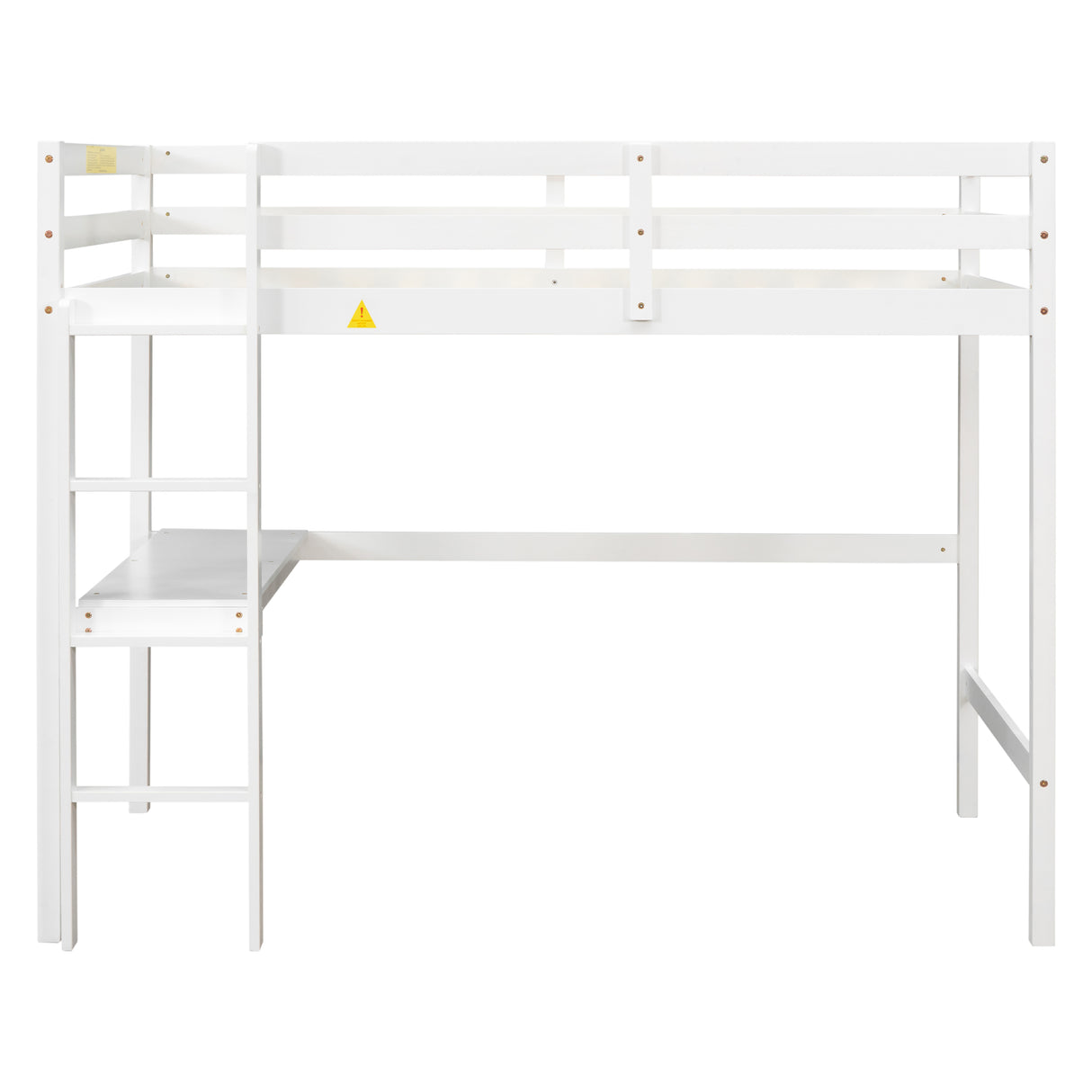 Twin Loft Bed with  built-in desk,White - Home Elegance USA