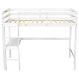 Twin Loft Bed with  built-in desk,White - Home Elegance USA