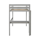 Twin Loft Bed with  built-in desk,Grey - Home Elegance USA