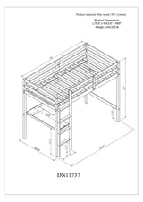 Twin Loft Bed with  built-in desk,White - Home Elegance USA